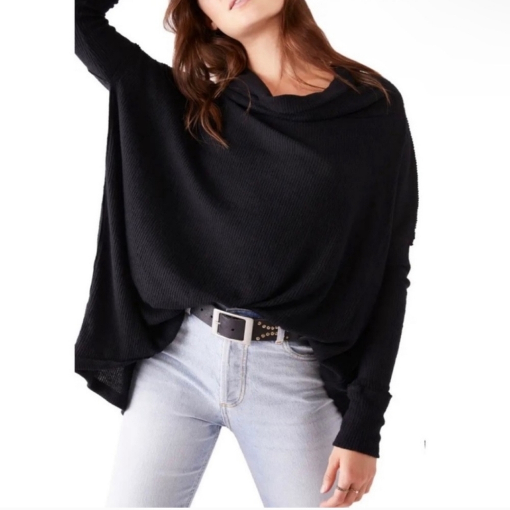 Free People Juicy Cowl Neck Split Back Top - Small